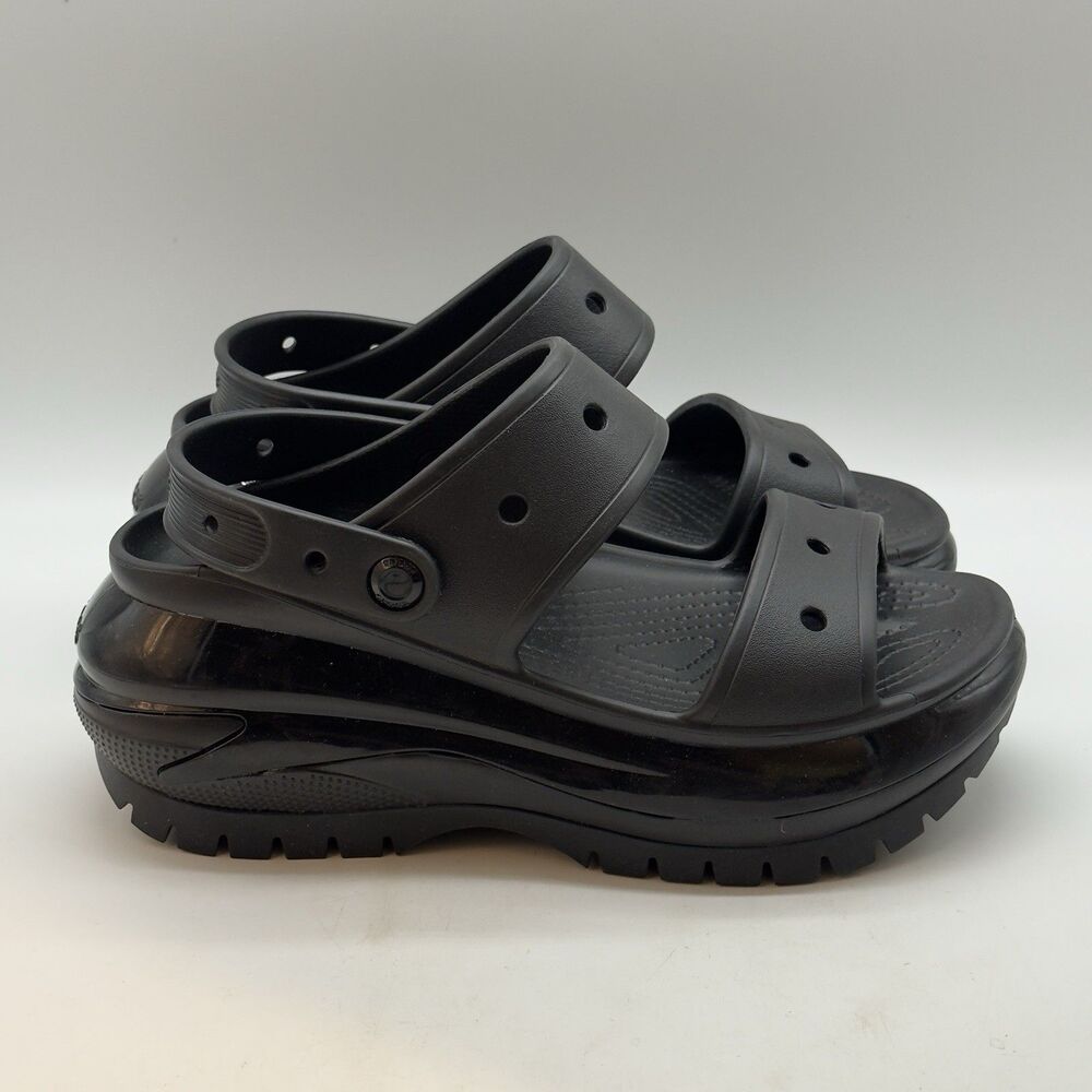 Crocs Classic Mega Crush Platform Sandals 207989 Women's 10 Black Iconic Comfort